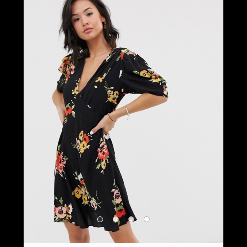 Free People Neon Garden Floral Mini Dress 4 NWT